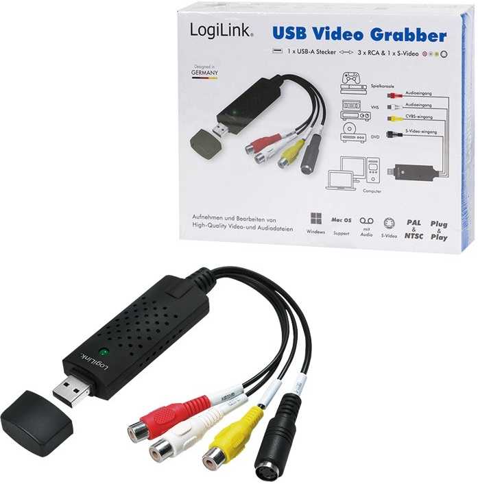 „Logilink“ | USB 2.0 A/V adapteriai, USB-A/M į 3x RCA + Mini-DIN 5/F, „Windows 11“ | VG0030A
