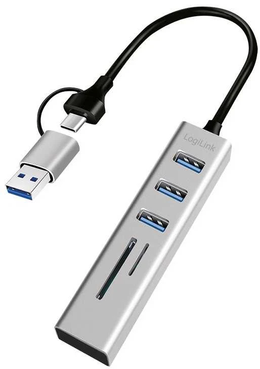 LogiLink Hub 3xusb3.0 su atminties kortelių skaitytuvu pamięci