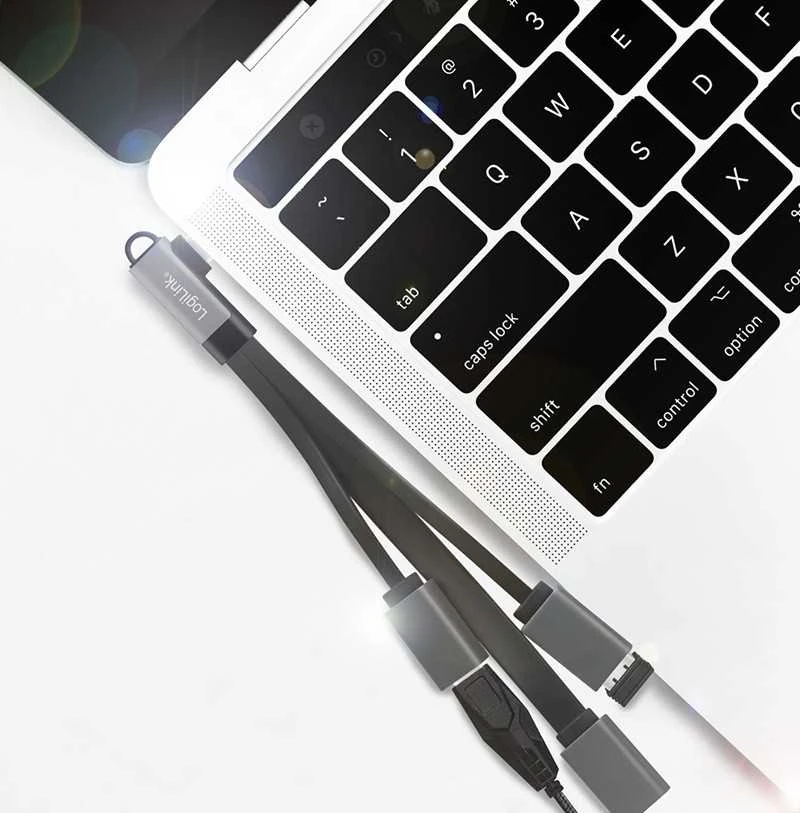 „LogiLink“ 3 prievadų USB-C kampinis