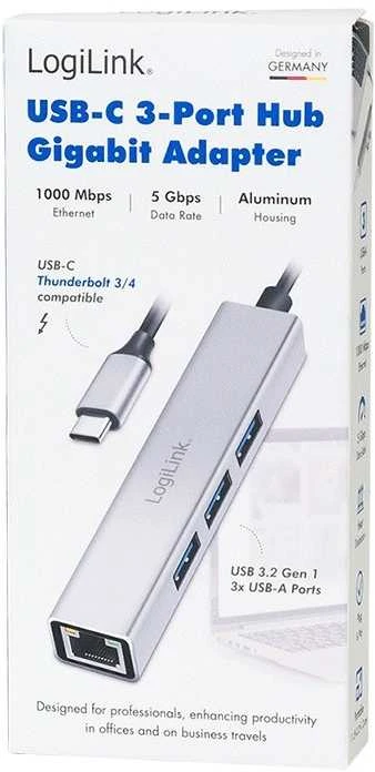 „LogiLink“ šakotuvas USB3.2, 3x USB-A, 1x RJ45 gigabitinis eternetas