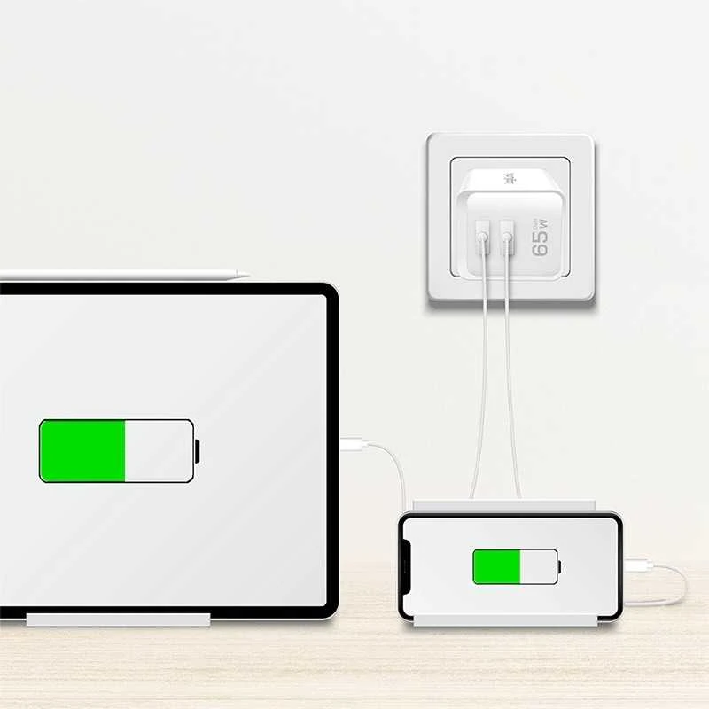 LogiLink Įkroviklis jungiama į tinklą 2x usb-c, 65w, balta
