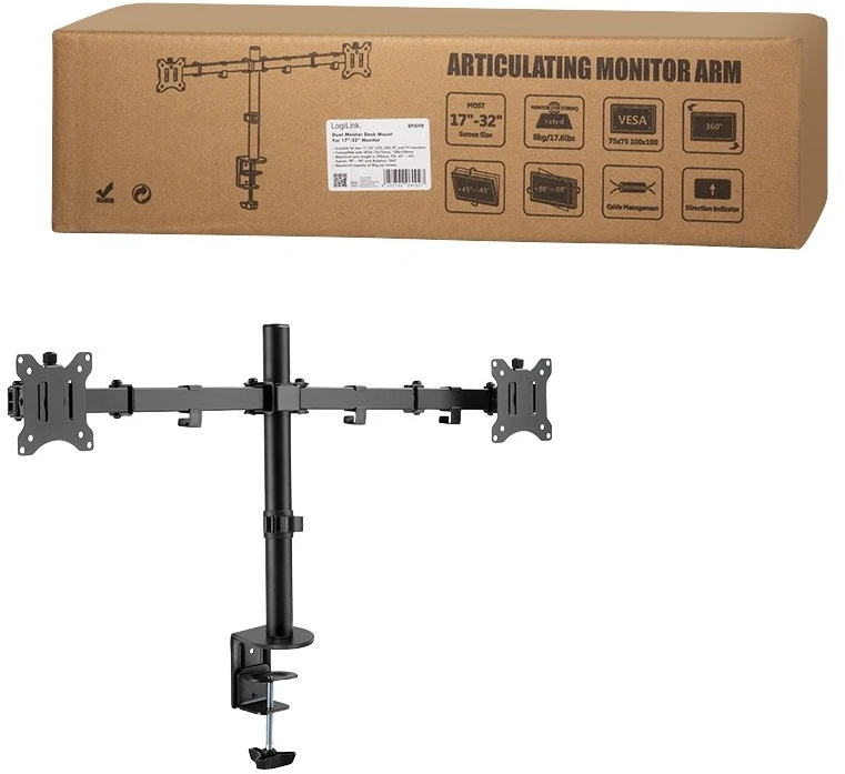 Logilink BP0098 laikiklis / stovas monitoriams 81,3 cm (32") prie stalo juodas