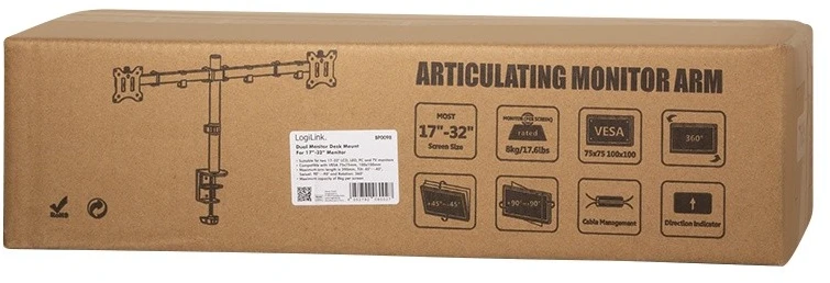 Logilink BP0098 laikiklis / stovas monitoriams 81,3 cm (32") prie stalo juodas