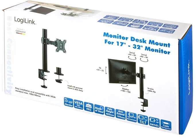 Laikiklis LOGILINK BP0104 Monitorius mount 17-32 plieninės svirties ilgis 199mm