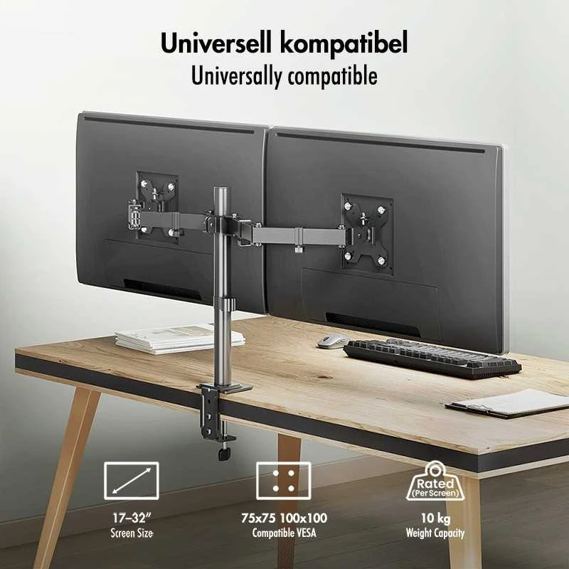 LogiLink Laikiklis do monitora 2x 17-32',10kg max na ramie