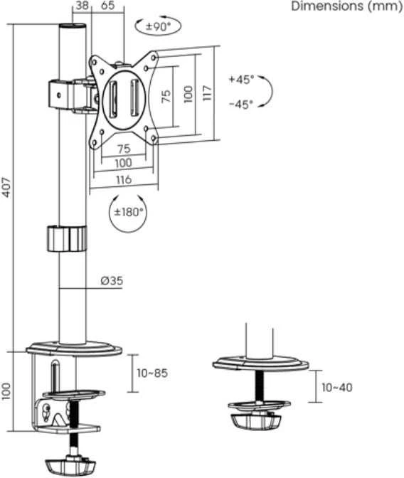 LogiLink Laikiklis na monitorius 17-32 ', 9kg max, juoda