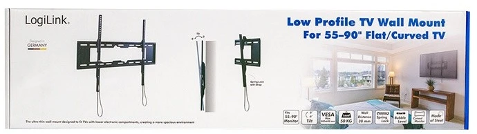 „LogiLink BP0152“ televizoriaus sieninis laikiklis 55-90, pakreipimas +0°-8°, 38 mm