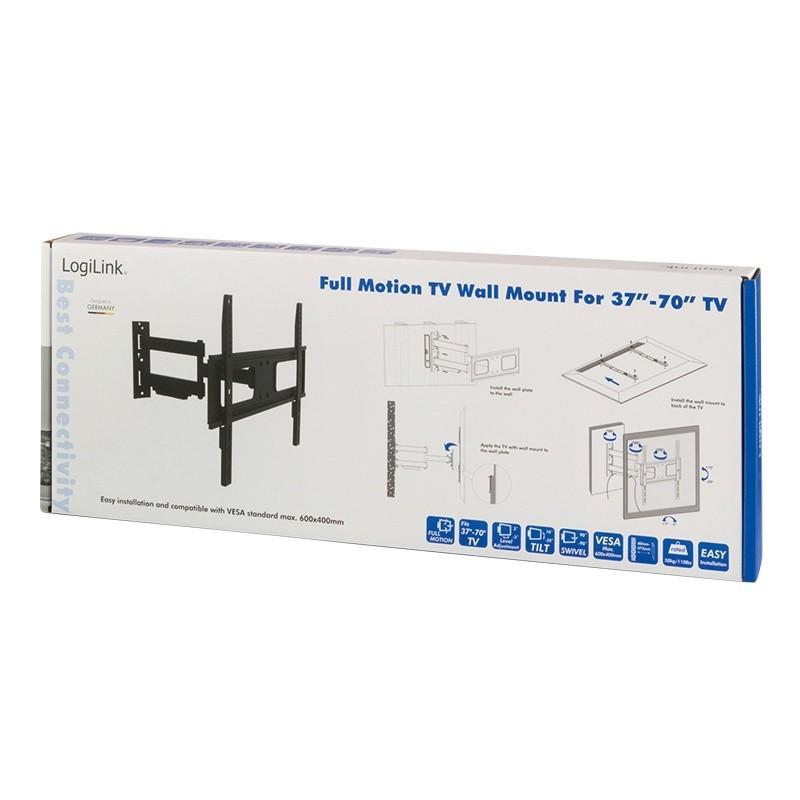 Logilink BP0019 TV Sieninis laikiklis, 37"-70", pakreipimas +10°-20°,pasukamas +-90°, 473mm | Prisijungti | Sieninis laikiklis | BP0019 | 37-70 " | Maksimalus svoris (keliamoji galia) 50 kg | Juodas
