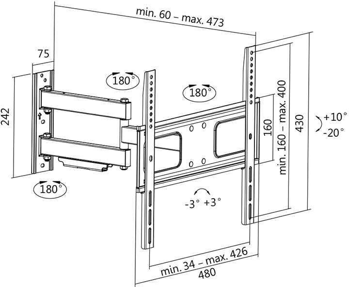 LOGILINK BP0014 LOGILINK - televizoriaus sieninis laikiklis, 32-55, maks. 50 kg