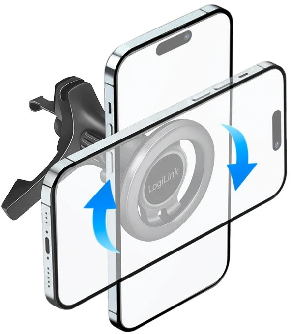 LogiLink Logilink Magnetic 3 taškų išmaniojo telefono laikiklis juoda