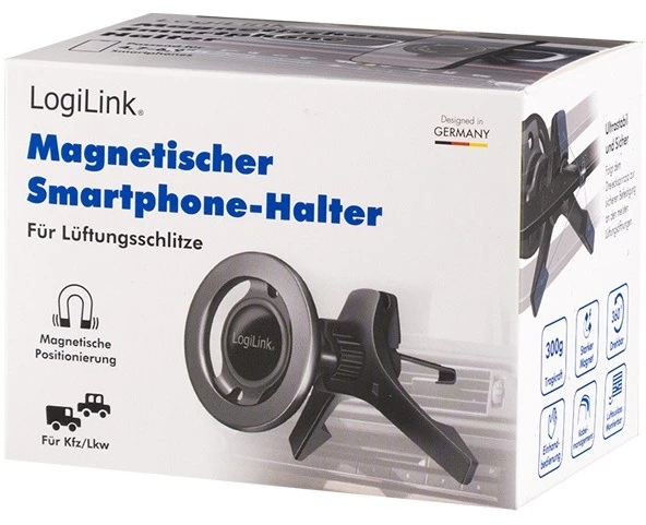 LogiLink Logilink Magnetic 3 taškų išmaniojo telefono laikiklis juoda