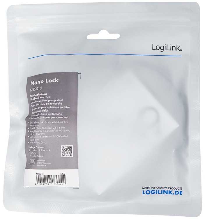 LOGILINK NBS013 Nešiojamojo kompiuterio saugos užraktas universalus nano lizdas