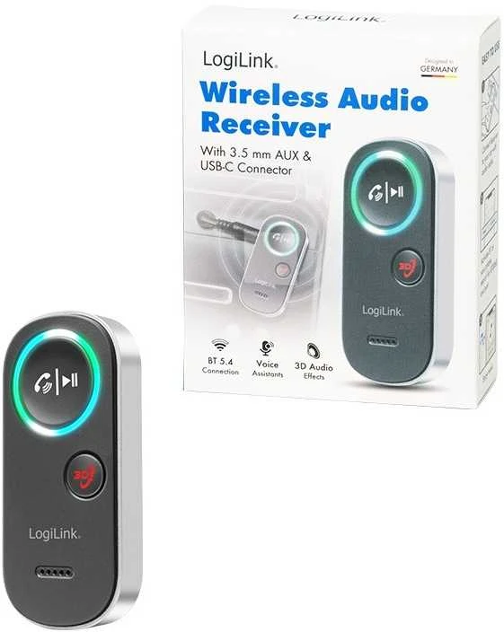 „LogiLink Bluetooth 5.4“ imtuvas, garso adapteris, 3D, juodas