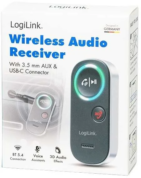 „LogiLink Bluetooth 5.4“ imtuvas, garso adapteris, 3D, juodas