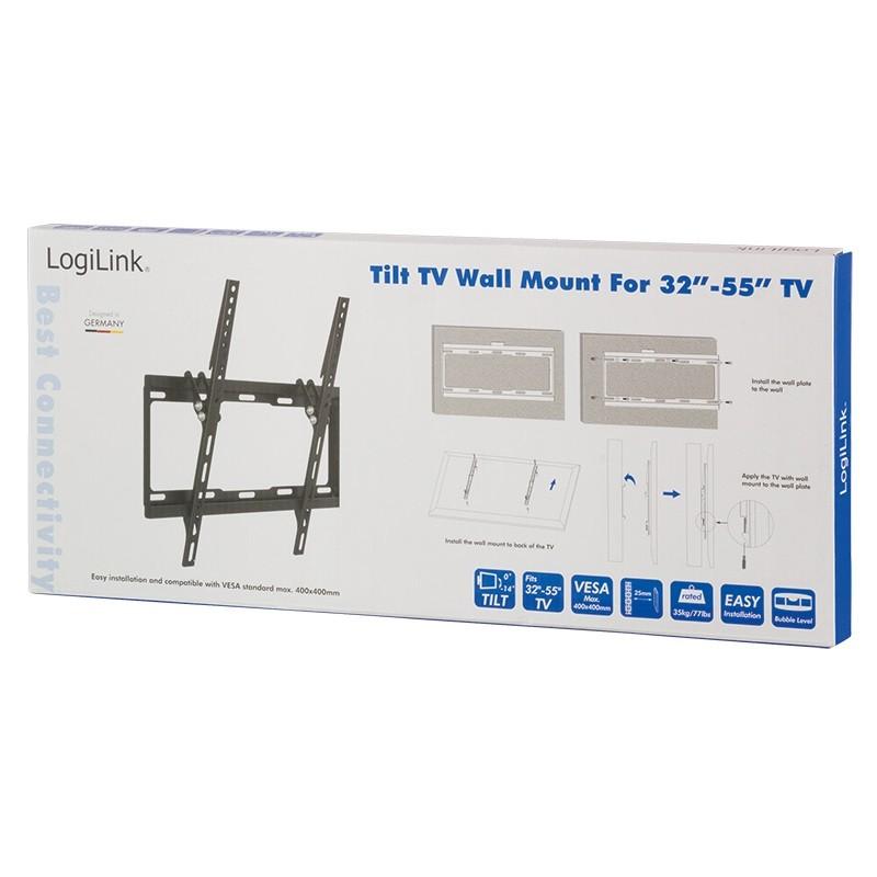 „Logilink BP0012 TV“ sieninis laikiklis, 32–55", pakreipimas -14°, 25 mm