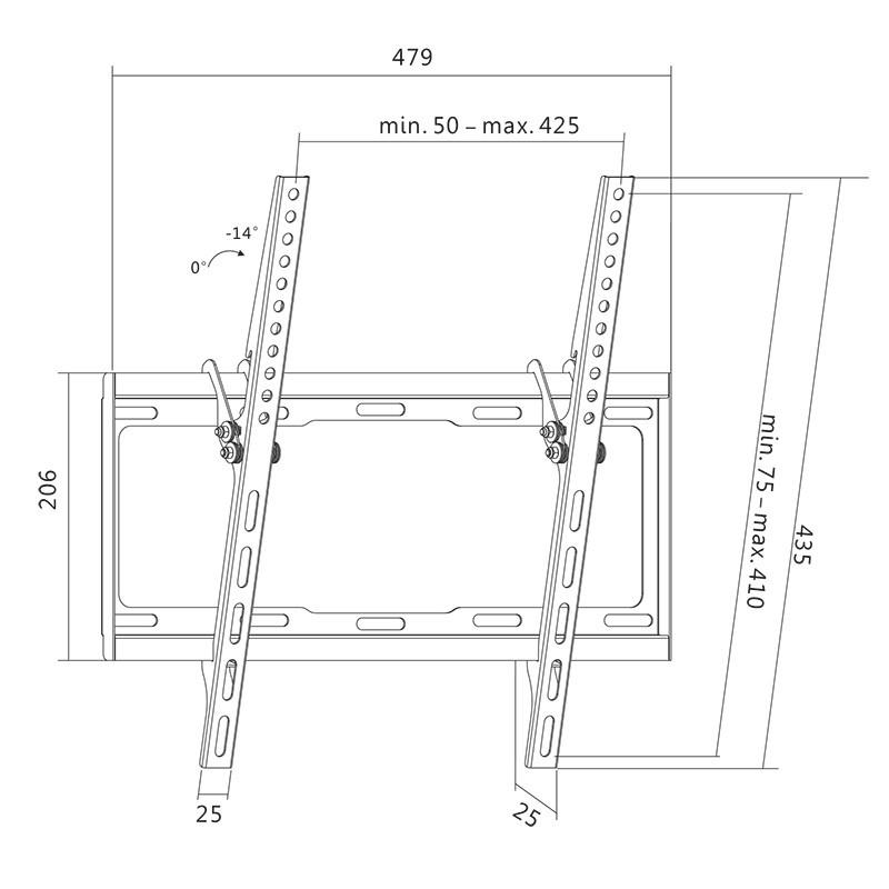 „Logilink BP0012 TV“ sieninis laikiklis, 32–55", pakreipimas -14°, 25 mm