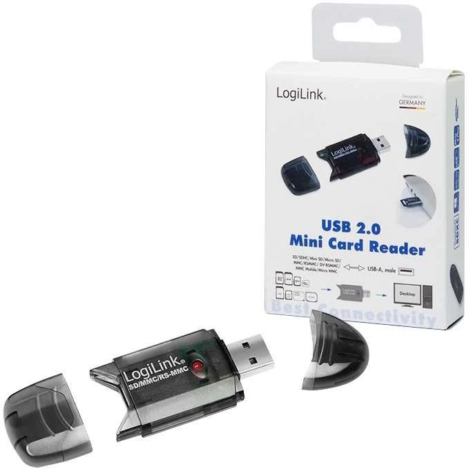 LogiLink Prisijungti | USB 2.0 išorinis kortelių skaitytuvas, skirtas MMC, RS-MMC, SD ir SD HC