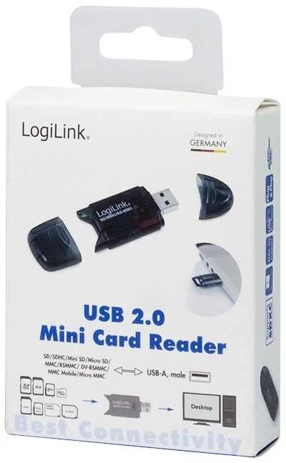 LogiLink Prisijungti | USB 2.0 išorinis kortelių skaitytuvas, skirtas MMC, RS-MMC, SD ir SD HC