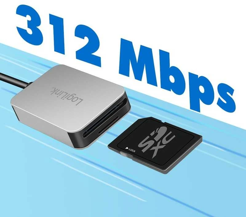 LogiLink kortelių skaitytuvas su 312 Mbps greičio indikacija