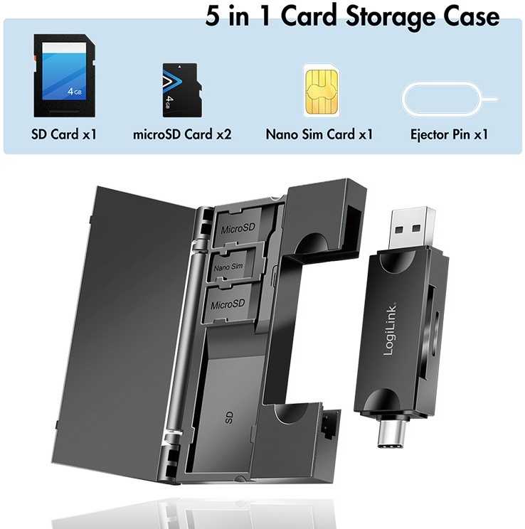 Atminties kortelė LogiLink Skaitytuvas kart usb3.2 gen 1, sd/microsd