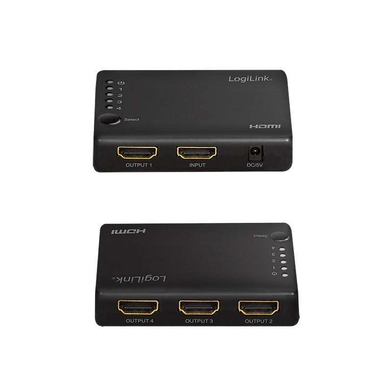 LogiLink LogiLink HDM- Splitter 1x4-Port, 4K / 30Hz, Schlank, schw.