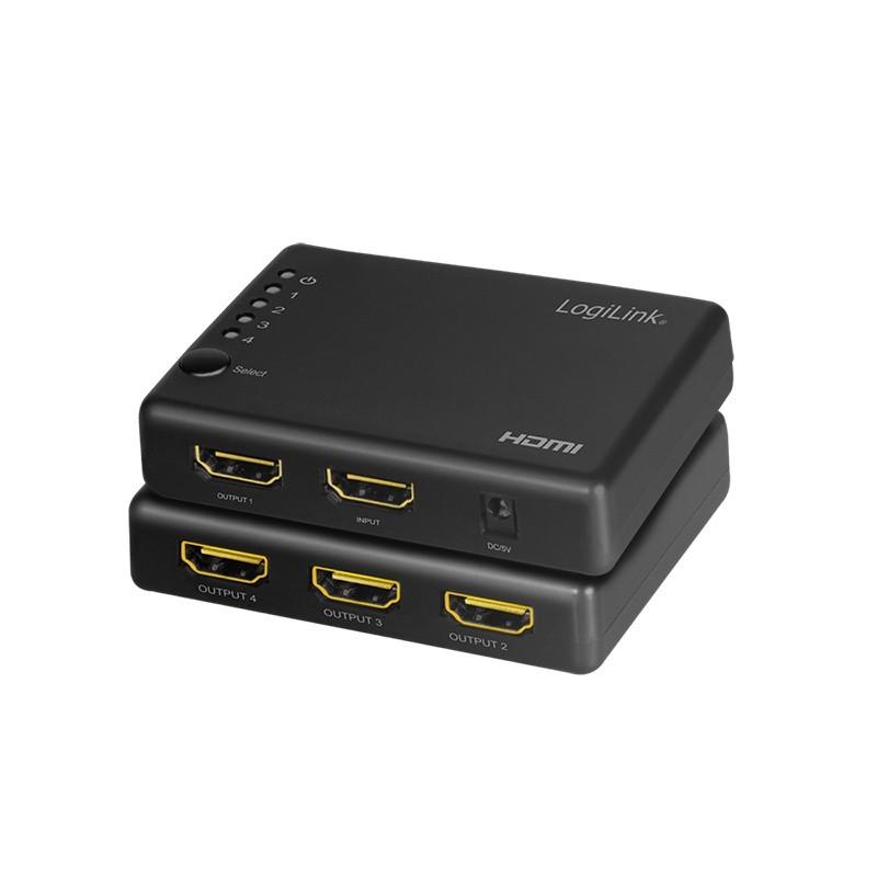LogiLink LogiLink HDM- Splitter 1x4-Port, 4K / 30Hz, Schlank, schw.