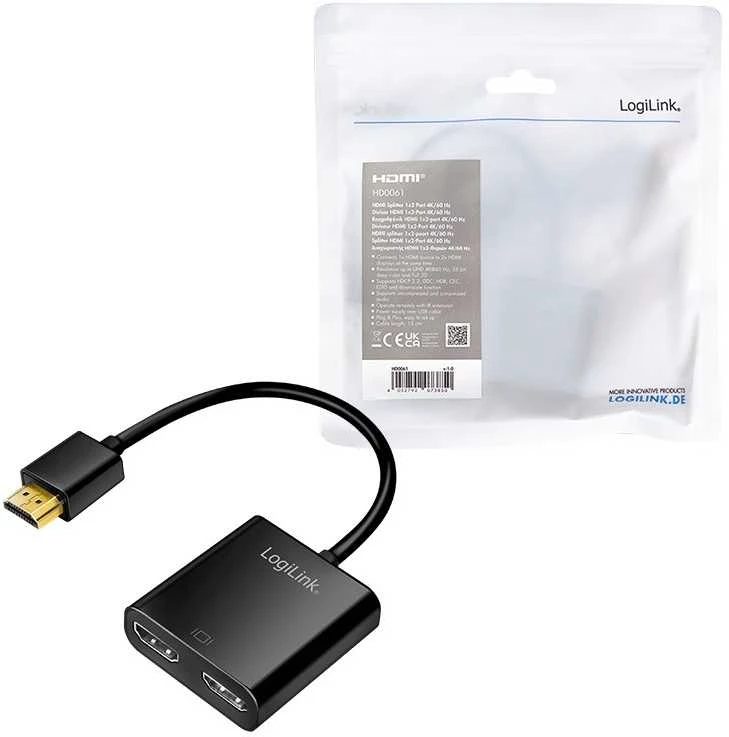 LogiLink HD0061 - HDMI skirstytuvas 1x2 prievadų 4K/60 Hz skaleris