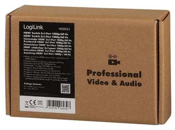 LogiLink Jungiklis 3x1 HDMI, 1080p 60hz