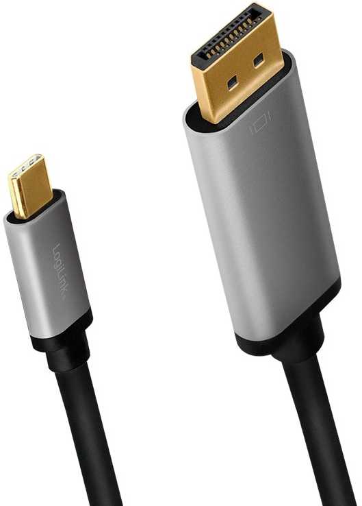 LogiLink Usb-c į dp laidas, 4k 60hz aliuminio 1,8m