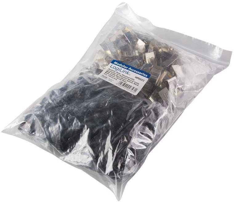 LogiLink Wtyki rj45 cat.6 100szt. ekranowane su osłoną, juoda