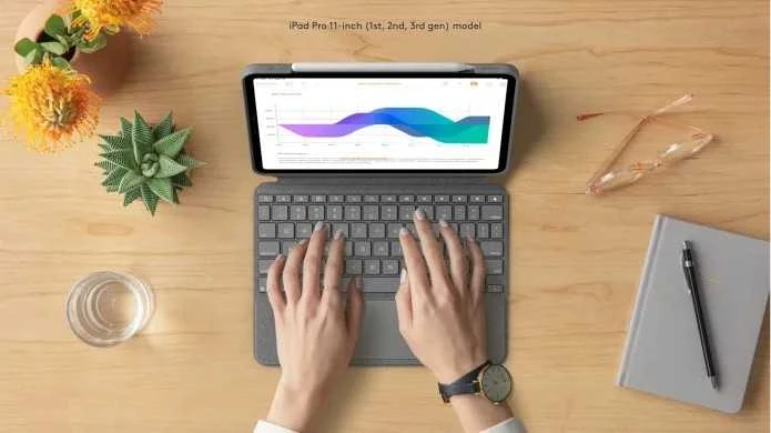 „Logitech Combo Touch iPadPro 12.9 Graphite“.