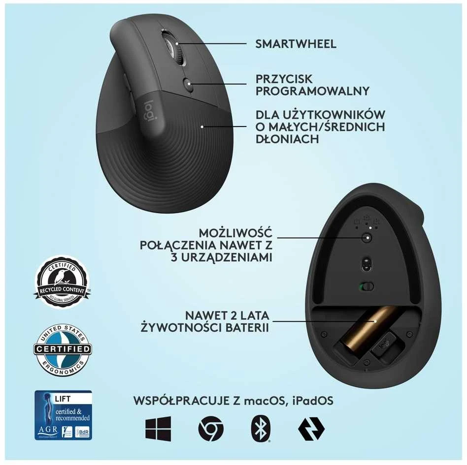 „Logitech“ „Bluetooth“ grafito „Pelė“ keltuvas