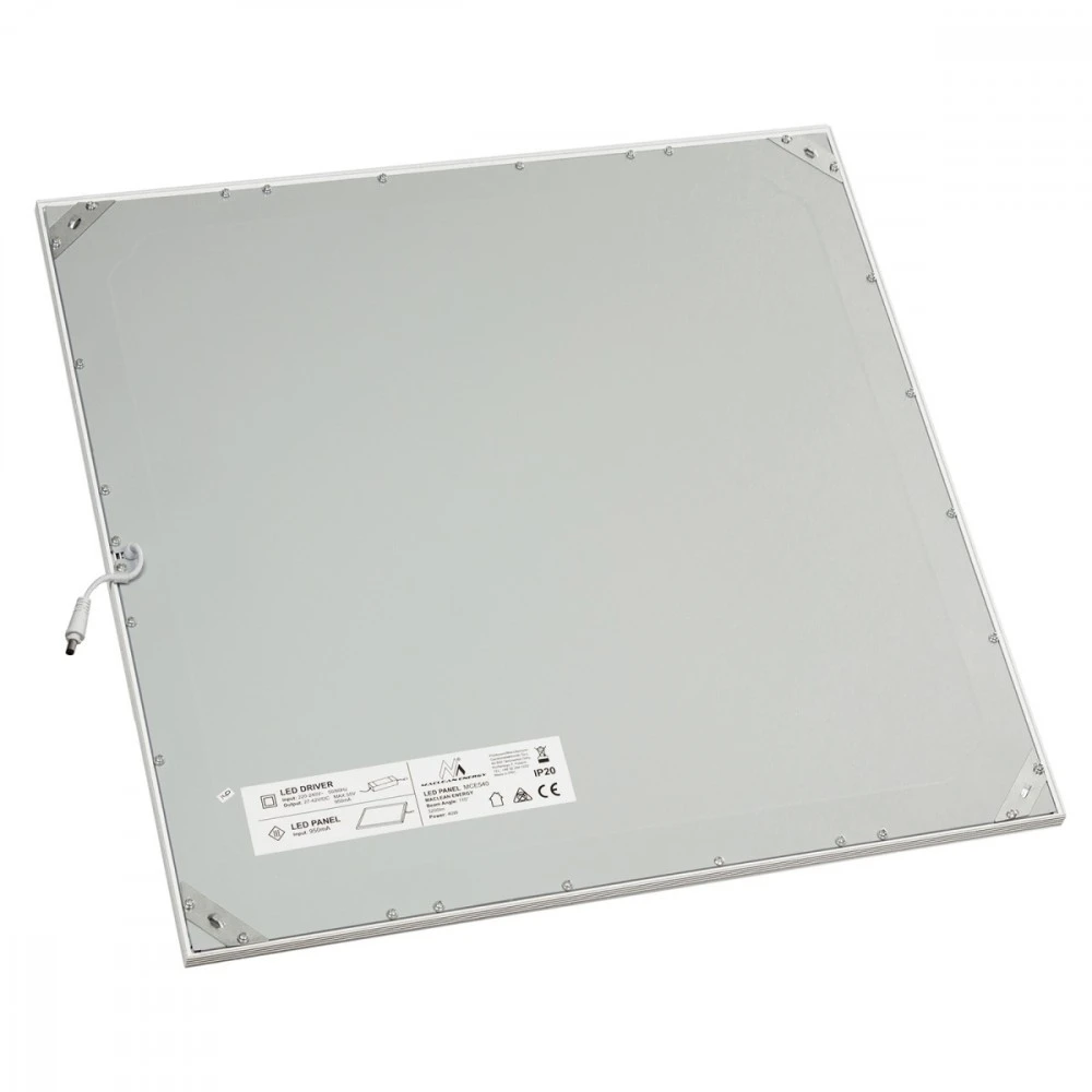 Panel LED Maclean, Sufitowy, plonas 40W, šiltai baltas (3000K), 595x595x8mm, rastrinis, funkcja FLICKER FREE, MCE540
