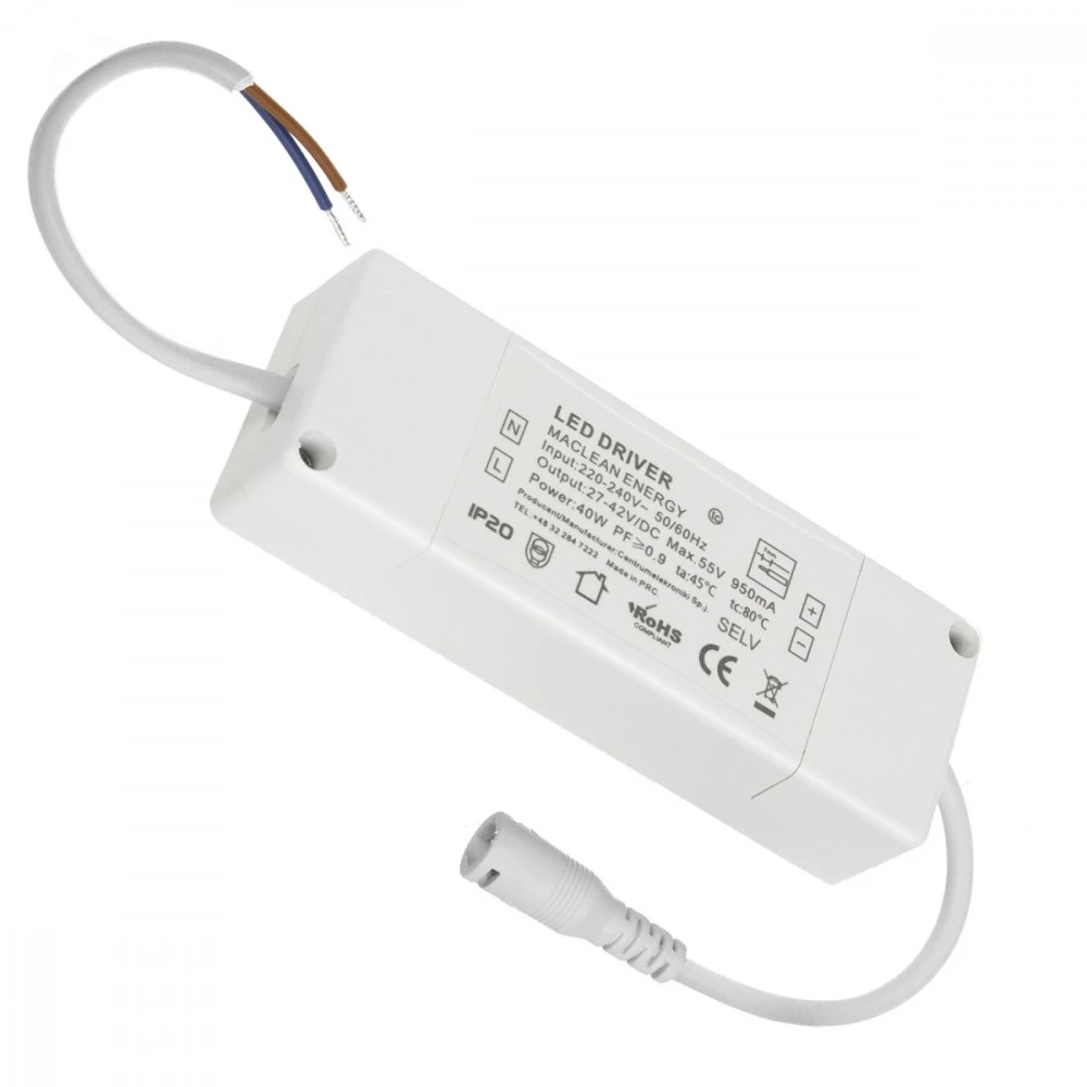 Panel LED Maclean, Sufitowy, plonas 40W, šiltai baltas (3000K), 595x595x8mm, rastrinis, funkcja FLICKER FREE, MCE540