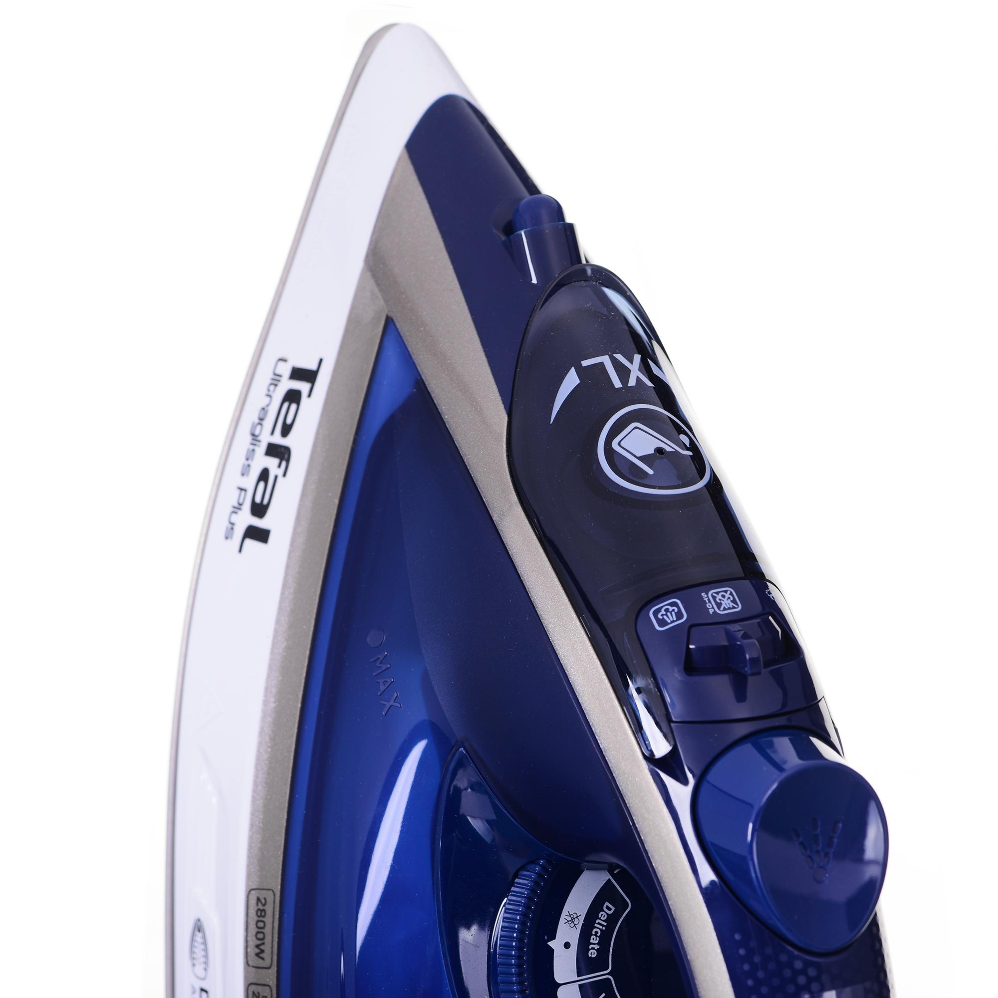 TEFAL | Garų lygintuvas | FV6812E0 Ultragliss Plus | Garų lygintuvas | 2800 W | Vanduo tank capacity 270 ml | Continuous steam 50 g/min | Mėlyna/Baltas
