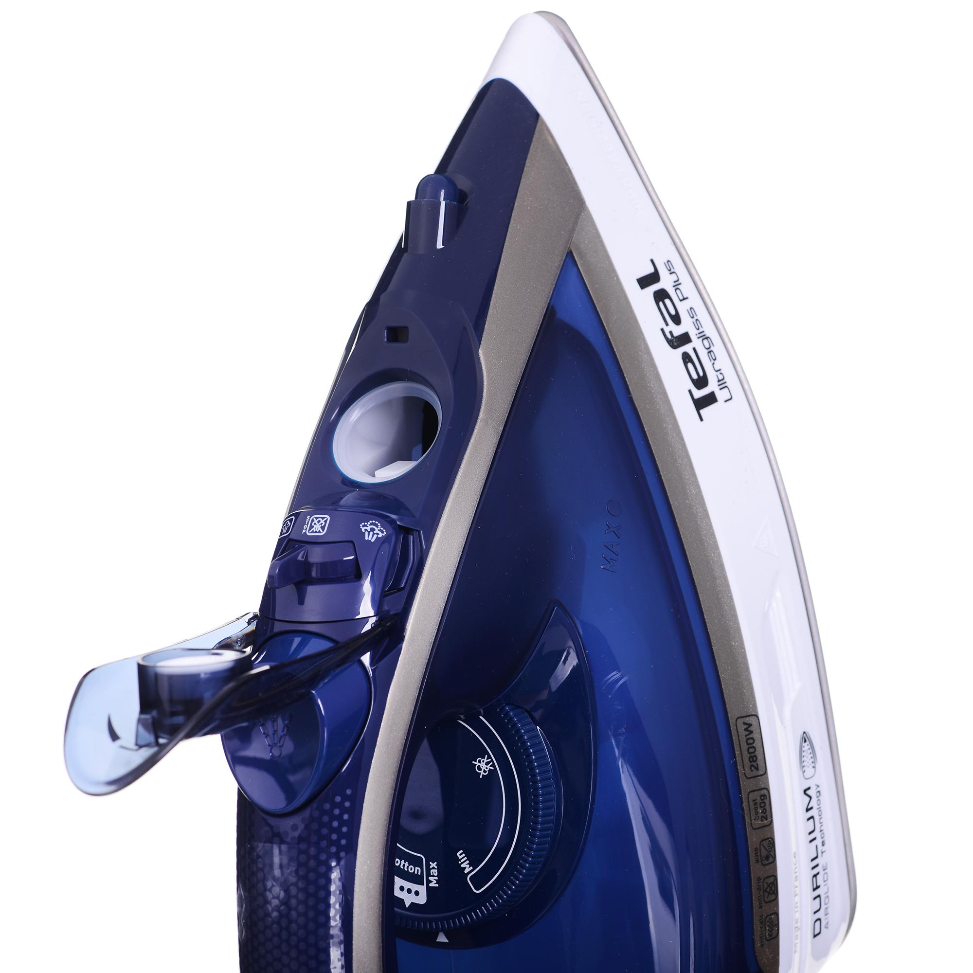 TEFAL | Garų lygintuvas | FV6812E0 Ultragliss Plus | Garų lygintuvas | 2800 W | Vanduo tank capacity 270 ml | Continuous steam 50 g/min | Mėlyna/Baltas