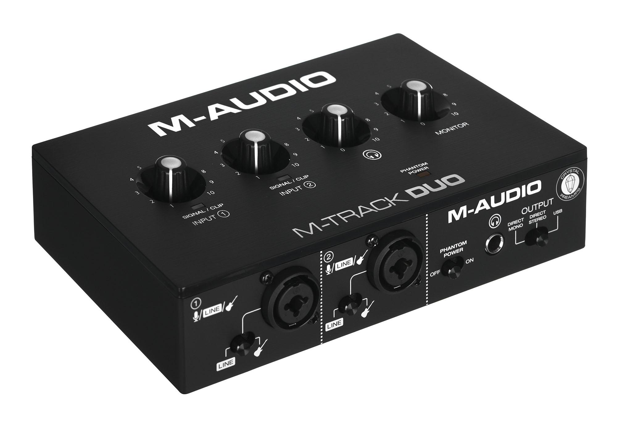 M-AUDIO M-Track Duo USB garso sąsaja Crystal pirminis stiprintuvas 16 bitų 48 kHz Juodas