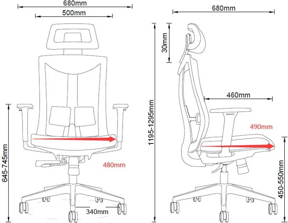 Maclean Aukščiausios kokybės ergonomiška biuro kėdė ergo office er-414