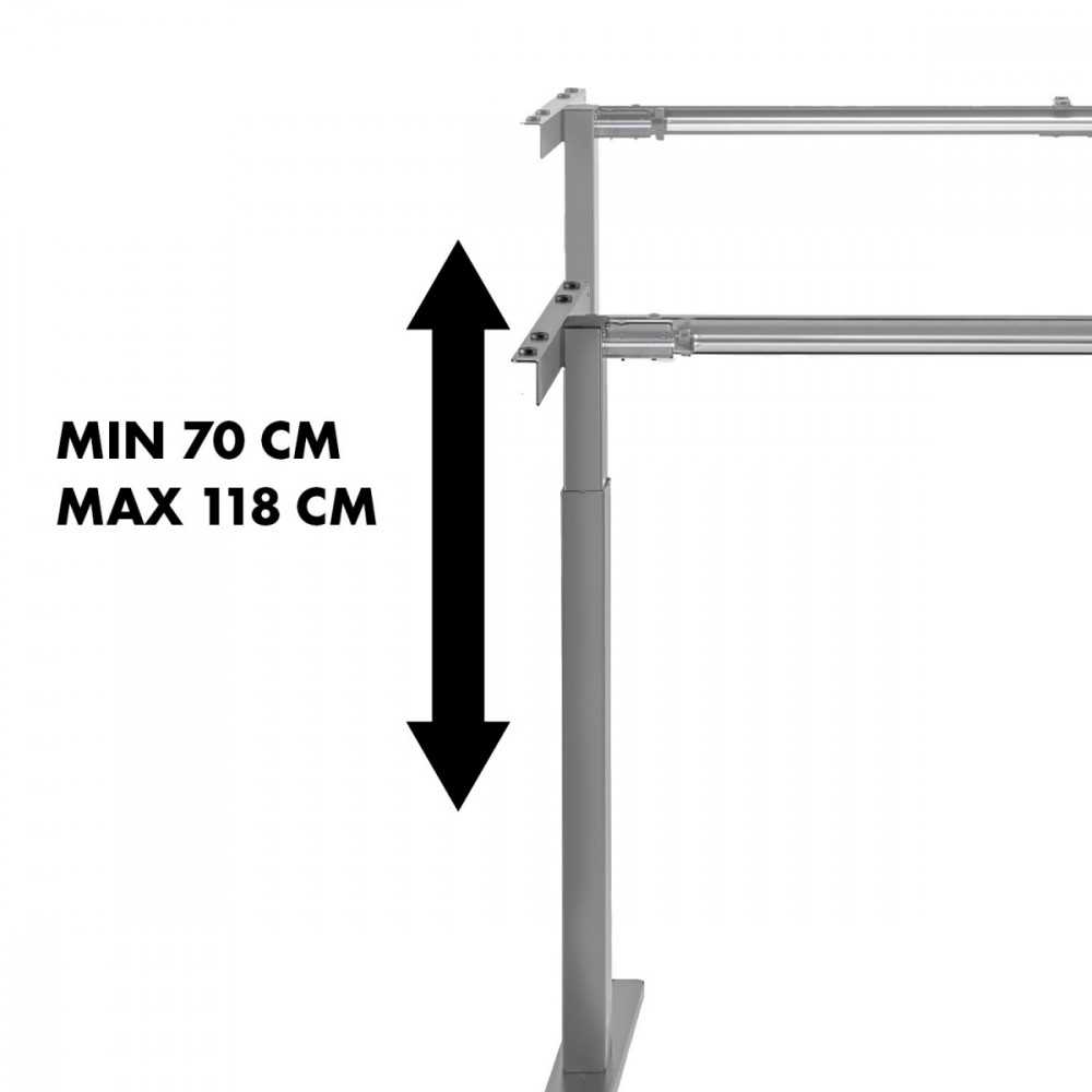 Maclean rašomasis stalas, rankinis aukščio reguliavimas, be viršaus, darbui sėdint ir stovint, maks. 60 kg, aukštis 120 cm, MC-790NG