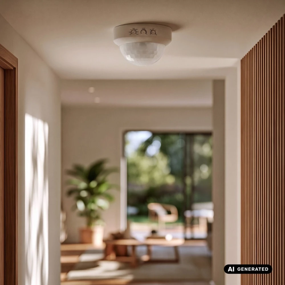 PIR judesio jutiklis Maclean, montuojamas ant paviršiaus, veikimo nuotolis 10x40 m, 1000 W/2000 W, 220–240 V AC, 50/60 Hz, MCE823