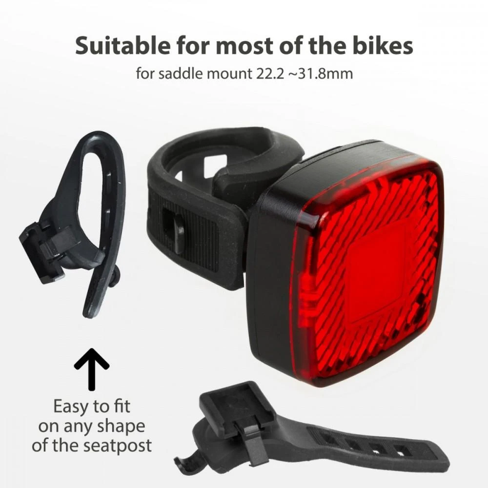 Lampka „Maclean“ LED galinis dviračio žibintas, prieblandos jutiklis, USB automatinis išsijungimas COB, maks. 125 lm, 450 mAh baterija, MCE355