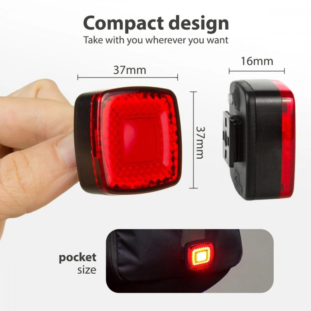 Lampka „Maclean“ LED galinis dviračio žibintas, prieblandos jutiklis, USB automatinis išsijungimas COB, maks. 125 lm, 450 mAh baterija, MCE355