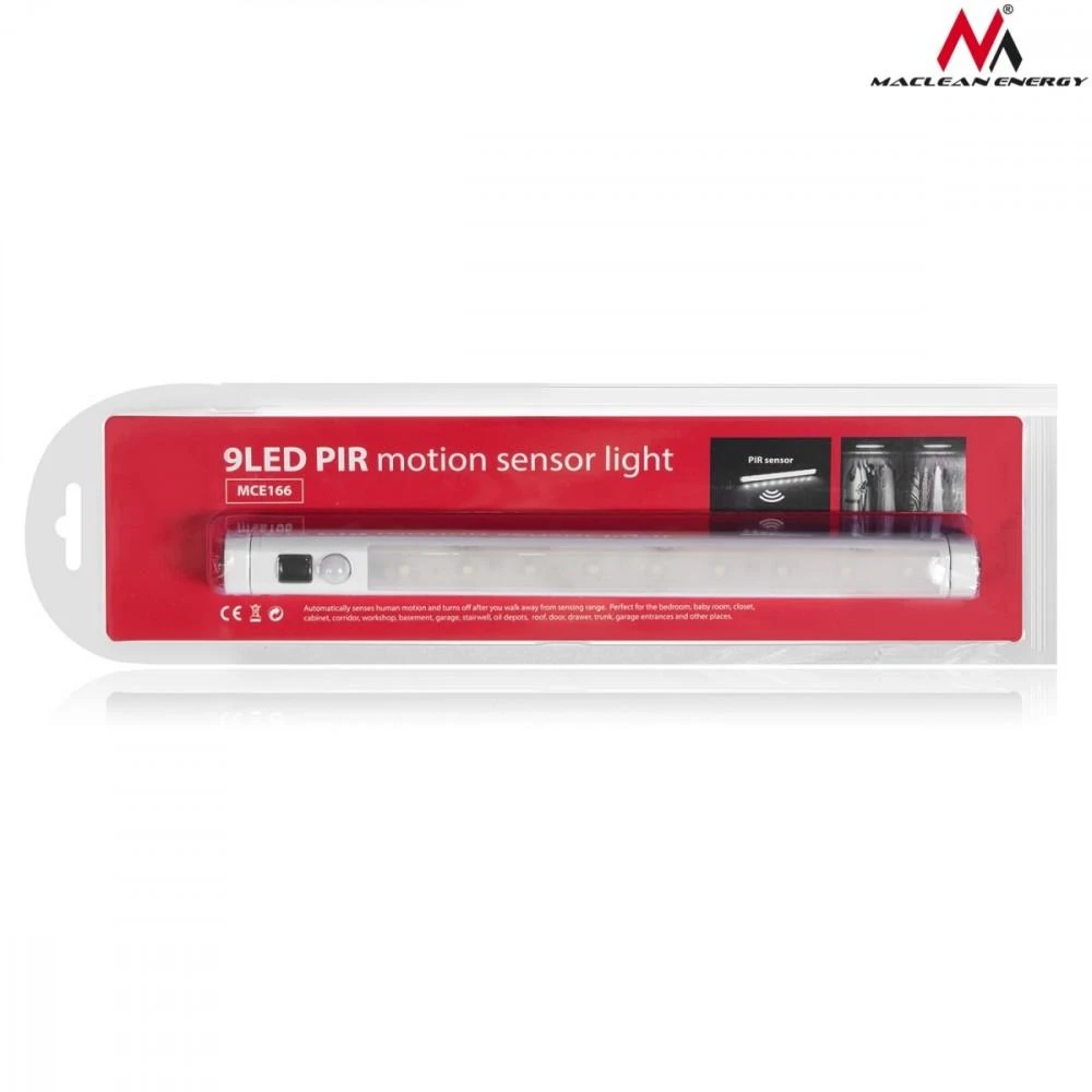 MACLEAN MCE166 Maclean MCE166 Grindinė virtuvės lempa 9 SMD pir įjungimas/išjungimas