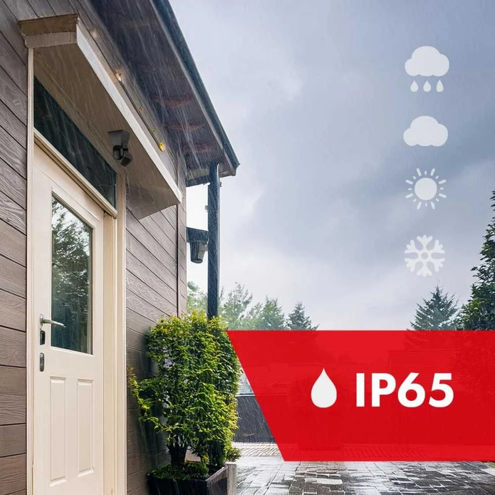 Czujnik „Maclean“ PIR judesio jutiklis, infraraudonųjų spindulių, IP65, juodas su juodu užraktu, 12 m veikimo nuotolis, MCE201 B/B