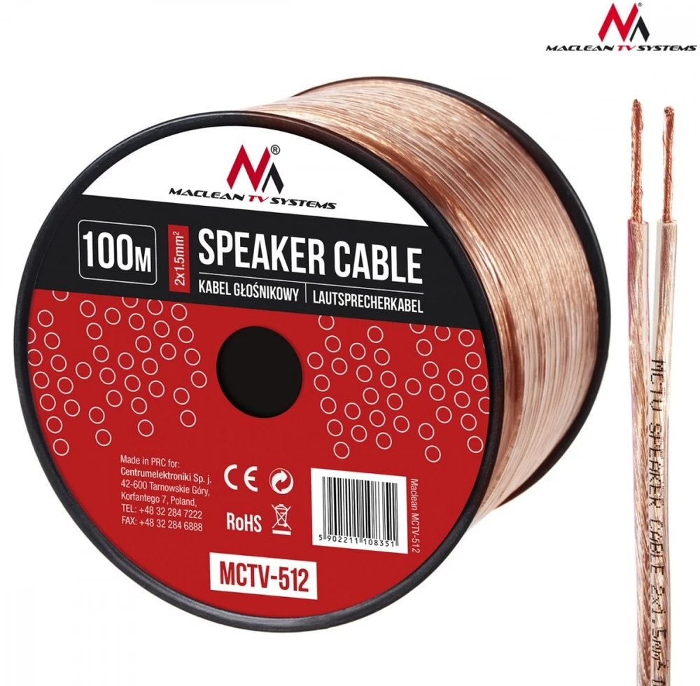 MACLEAN MCTV-512 Maclean MCTV-512 garsiakalbio laidas 100m 2*1.5mm2 / 48*0.20CCA 3,5*7,0mm