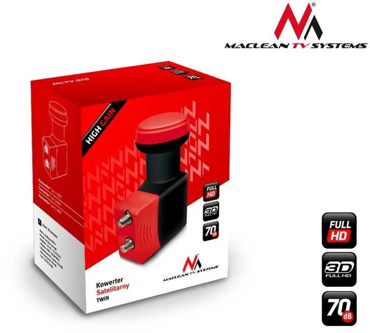 MACLEAN MCTV-670 Maclean MCTV-670 TWIN 2 imtuvas LNB 0,1dB jungiklis High Gain
