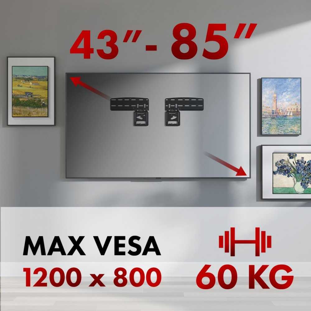 „Maclean“ televizoriaus laikiklis, suderinamas su „Samsung QLED“ televizoriais, 43–85 colių, maks. 60 kg, MC-806 N