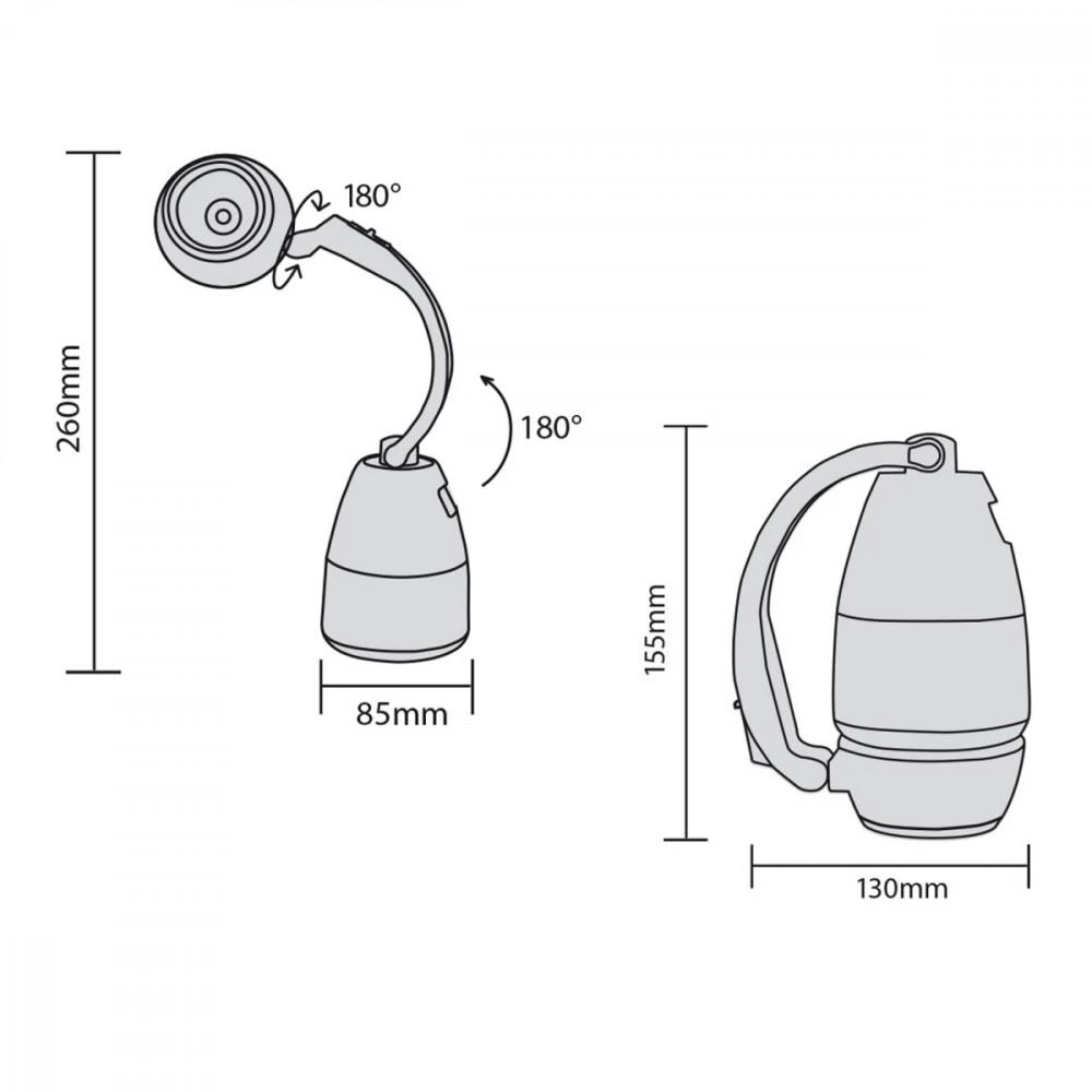 Lampa „Maclean“ 3 viename LED lempa, stovyklavimo, stalo, žibintuvėlis, 1 W, 60–200 lm, šaltai balta 6000 K, maitinama 3 x AA 1,5 V baterijomis, MCE294