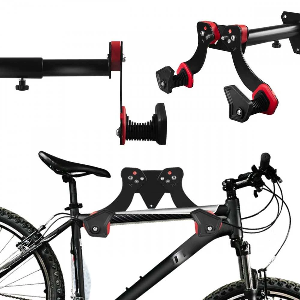 Bicycle Maclean MC-449 plieno dviračio sieninis laikiklis, didžiausia apkrova 30 kg sieninė dviračių kabykla