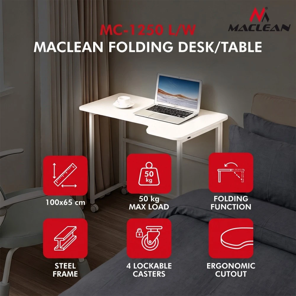 Maclean Sulankstomas mobilus stalas mc-1250 l/w